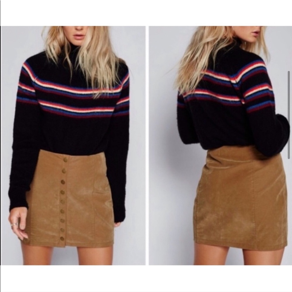 Free People Faux Vegan Leather Button Down Skirt 2 - Picture 8 of 8